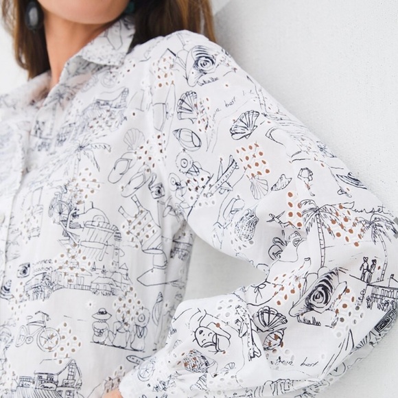 Chico’s Sanibel Eyelet Billow Sleeve Top Women’s Size 16/18 Chico’s size 3 - Picture 2 of 11